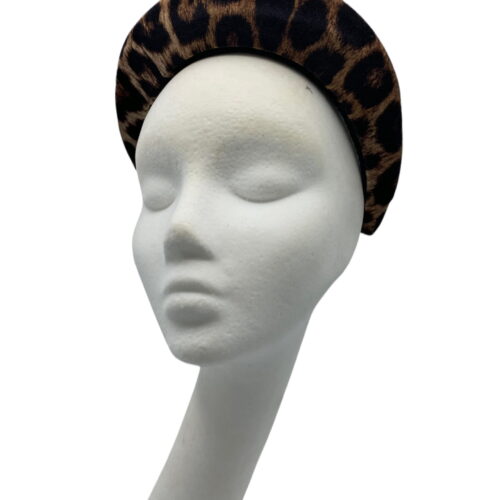 Leopard print deep padded millinery made headband.